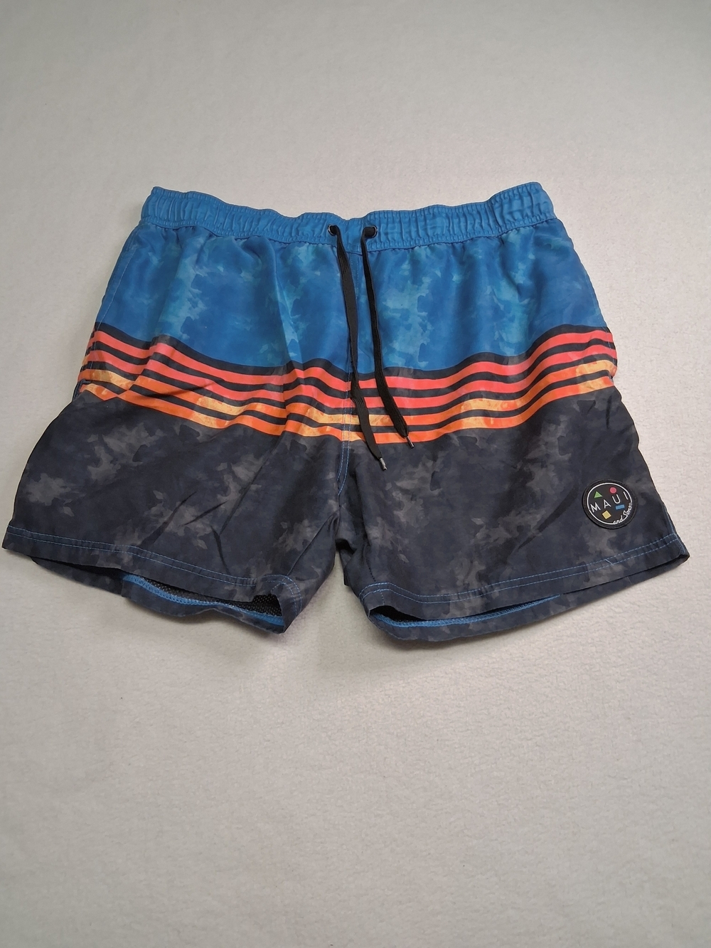 4/$20 Maui and Sons Blue & Navy Swim Shorts with Orange Stripe Detail